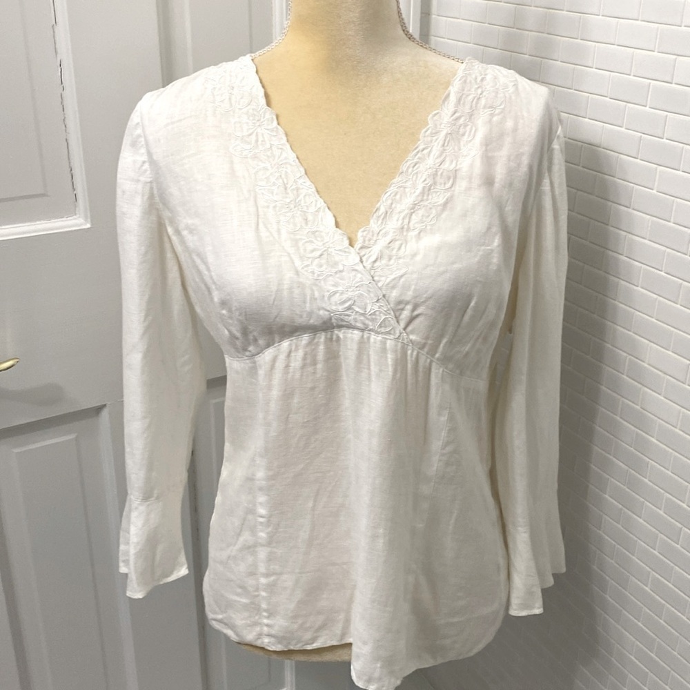 LOFT Cream V-Neck Blouse